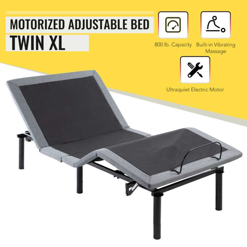 Adjustable Twin XL Electric Bed Frame with USB Ports Remote Control and ...