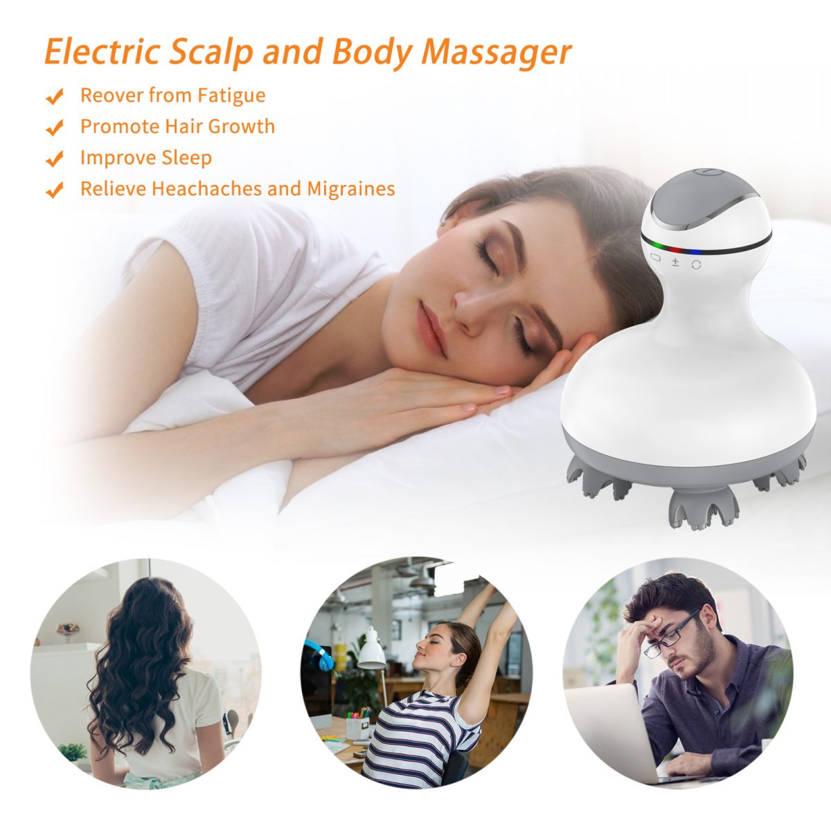 Electric Scalp Massager, Portable Head Scratcher, Pain Headache ...