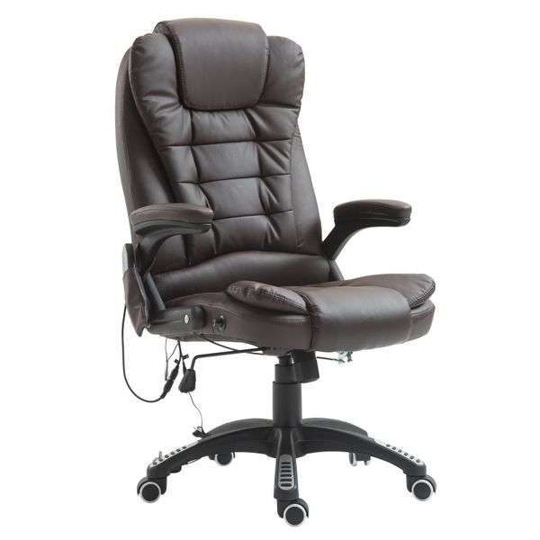 HomCom Heated Ergonomic Massage Chair Swivel High Back Leather ...