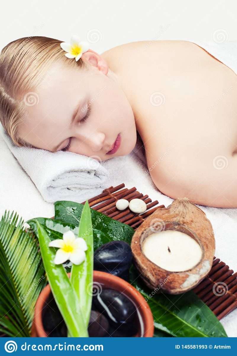 Spa Massage With Aromatherapy. Beautiful Young Woman Getting Spa ...