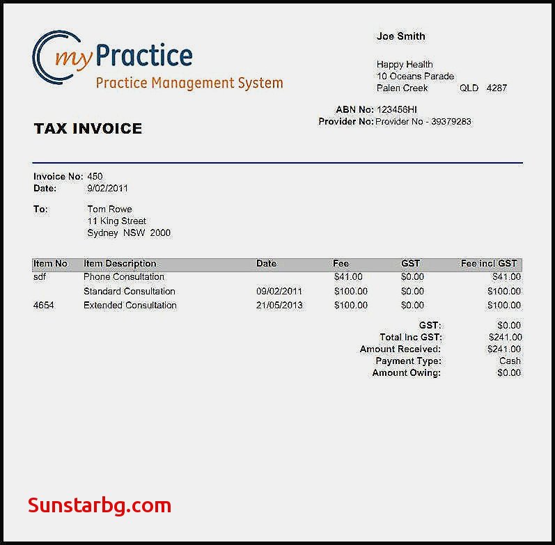 Therapist Invoice Template